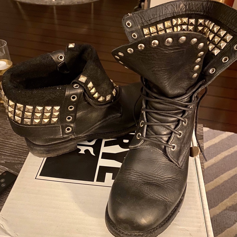 FRYE Logan Rogan Studded Lace Boots